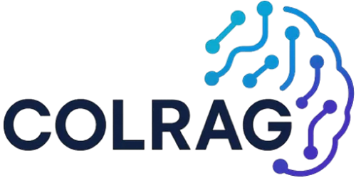 Logo ColRAG – Le RAG de Colibase BI, fond blanc, texte stylisé noir et bleu