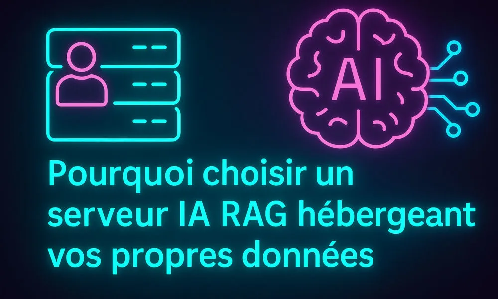 L’image illustre le concept d’un serveur IA RAG auto-hébergé, conçu pour exploiter les données internes d’une entreprise en toute sécurité. Elle représente un environnement technologique sécurisé, avec des symboles de serveurs, de bases de données et d’intelligence artificielle. Le visuel évoque la souveraineté numérique, la confidentialité des données et la performance contextuelle. Les couleurs dominantes sont le bleu et le gris, en cohérence avec l’identité visuelle de Colibase BI.